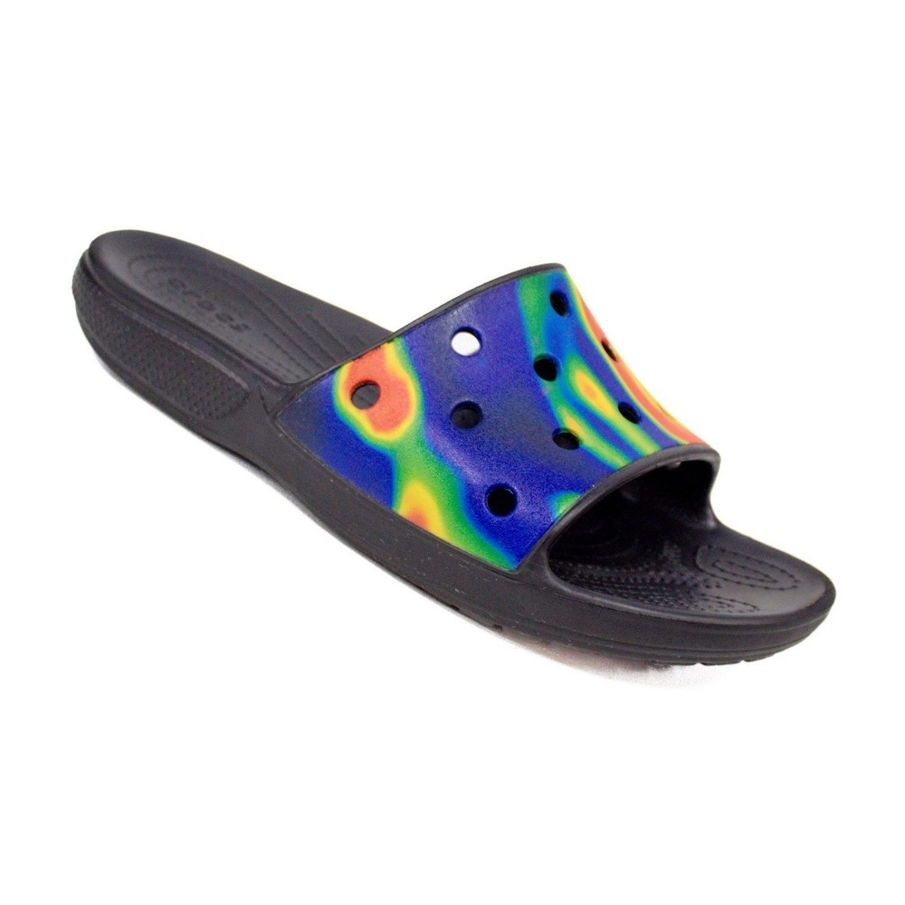 Crocs Classic Slide Tie Dye Multicolor Comfort Slip Ons Mens Size 11 Flip Flop - Picture 10 of 10